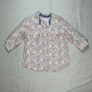 Croft & Barrow | 100% Cotton Floral 3/4 Length Sleeve Button Down Top | PXL